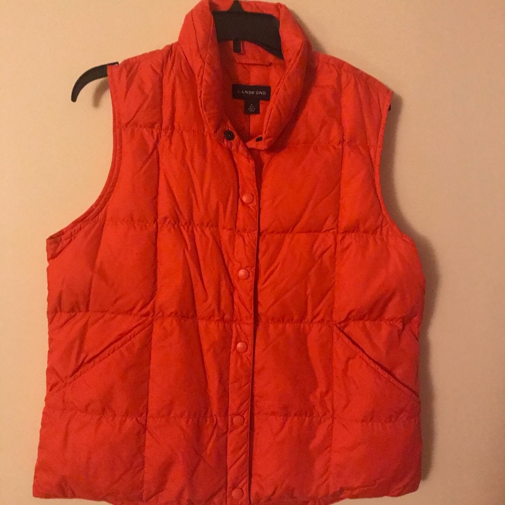 Lands’ End orange puff vest, Medium